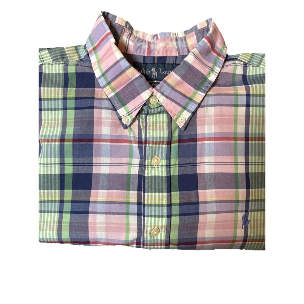 Ralph Lauren Men XXL Classic Fit Cotton Short Sleeve Button Down Preppy Vacation